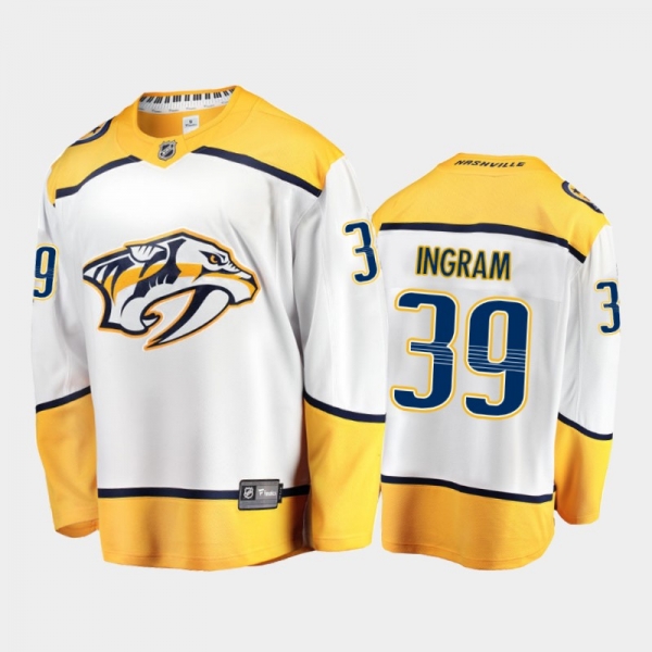 Predators Connor Ingram #39 Away 2021-22 White Player Jersey