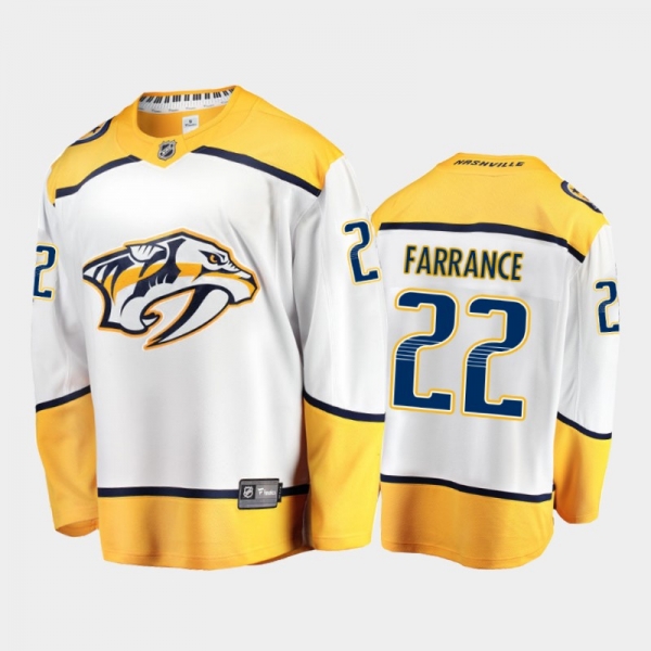 Men's Nashville Predators David Farrance #22 Away White 2021 Breakaway Jersey