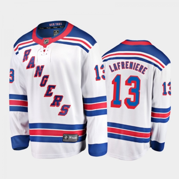 New York Rangers Alexis Lafreniere #13 Away White 2020-21 Breakaway Jersey