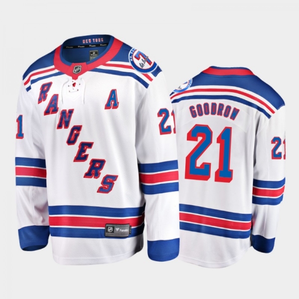 New York Rangers #21 Barclay Goodrow Mr. Ranger 7 Memorial Patch White Honor Rod Gilbert Jersey