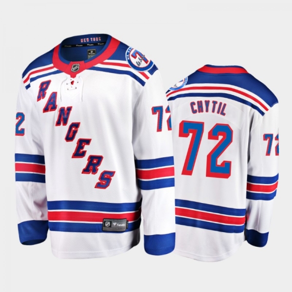 New York Rangers #72 Filip Chytil Mr. Ranger 7 Memorial Patch White Honor Rod Gilbert Jersey