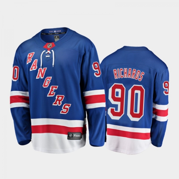 Men's New York Rangers Justin Richards #90 Home Blue 2021 Jersey