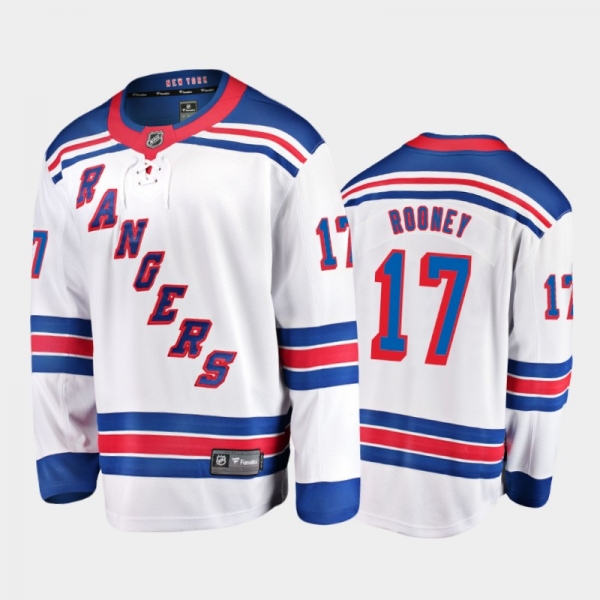 Men's New York Rangers Kevin Rooney #17 Away White 2020-21 Breakaway Player Jersey