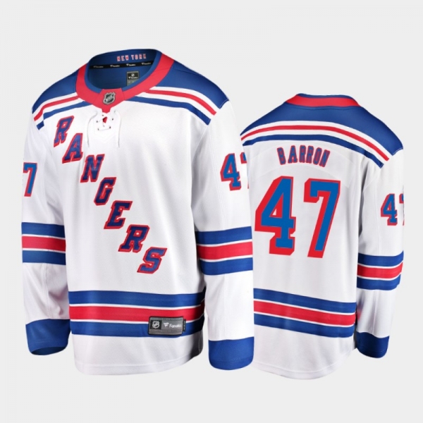 Men's New York Rangers Morgan Barron #47 Away White 2021 Jersey