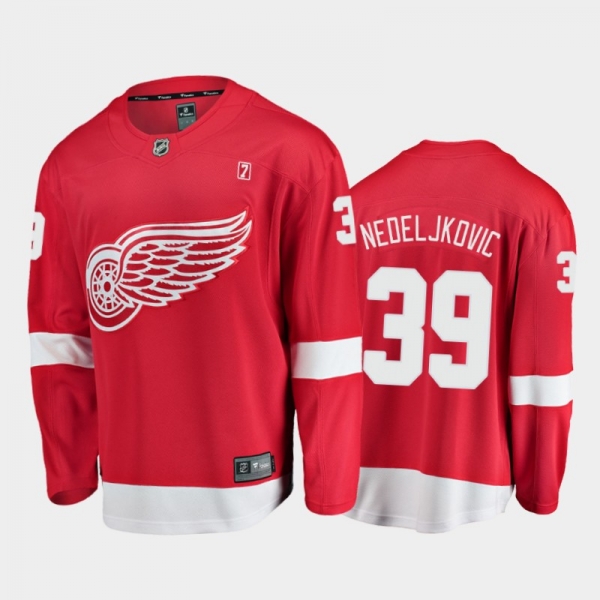 Detroit Red Wings #39 Alex Nedeljkovic Away White 2021 Player Jersey