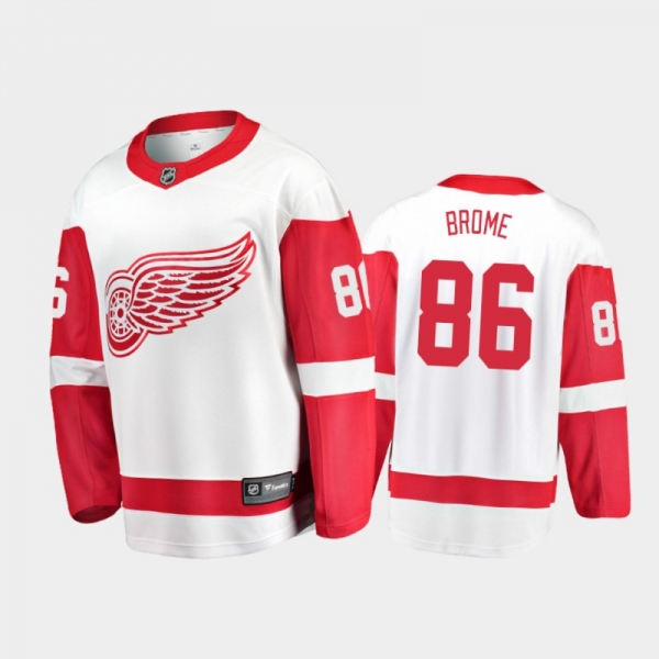 Men's Detroit Red Wings Mathias Brome #86 Away White 2020-21 Breakaway Player Jersey