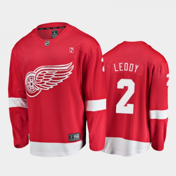 Detroit Red Wings #2 Nick Leddy Home Red 2021 Jersey