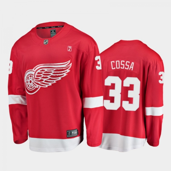 Men Detroit Red Wings Sebastian Cossa #33 Home Red 2021 NHL Draft Jersey