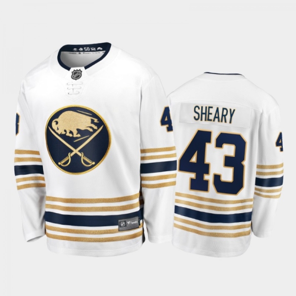 Sabres Conor Sheary #43 50th Anniversary White 2019-20 Breakaway Player Golden Jersey