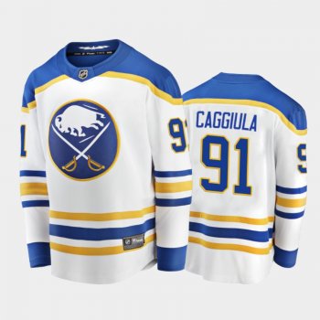 Buffalo Sabres #91 Drake Caggiula Away White 2021 Player Jersey