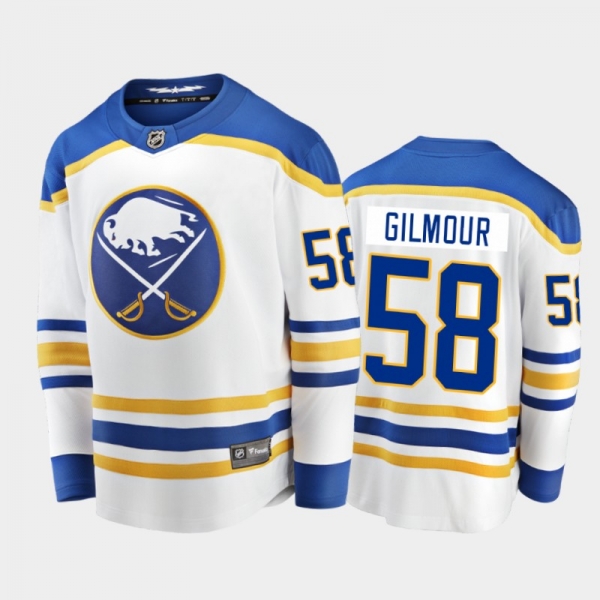 Buffalo Sabres John Gilmour #58 Away White 2020-21 Breakaway Player Jersey