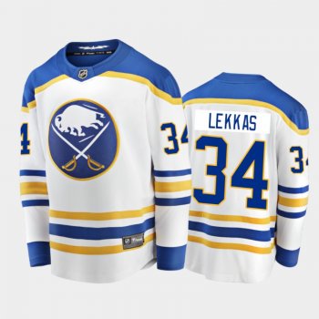 Men's Buffalo Sabres Stefanos Lekkas #34 Away White 2021 Jersey