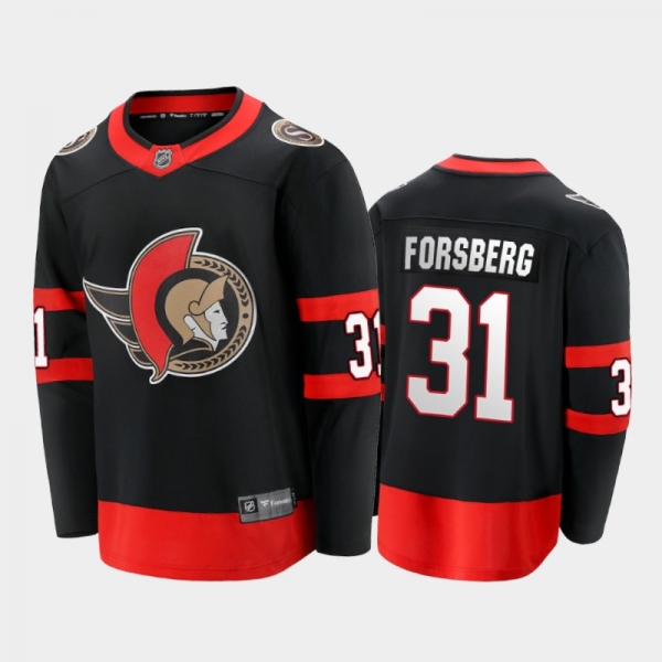 Senators Anton Forsberg #31 Home Black Player Jersey