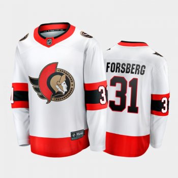 Senators Anton Forsberg #31 Away White Player Jersey