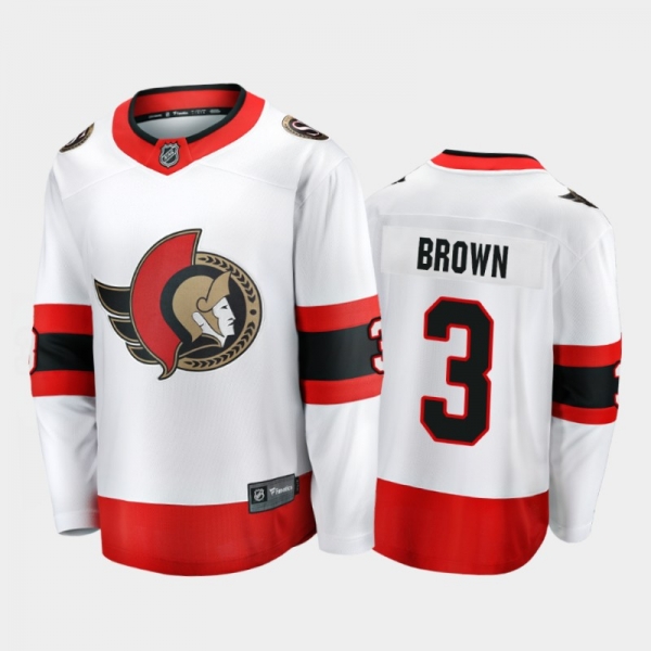 Ottawa Senators Josh Brown #3 Away White 2020-21 Breakaway Player Jersey