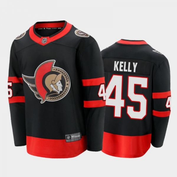 Men's Ottawa Senators Parker Kelly #45 Home Black 2021 Jersey