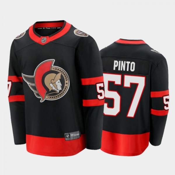 Men's Ottawa Senators Shane Pinto #57 Home Black 2021 Jersey