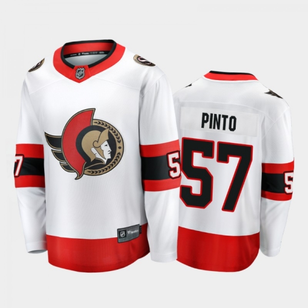 Men's Ottawa Senators Shane Pinto #57 Away White 2021 Jersey