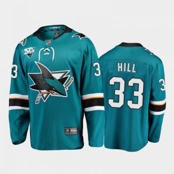 San Jose Sharks #33 Adin Hill Home Teal 2021 30th Anniversary Jersey