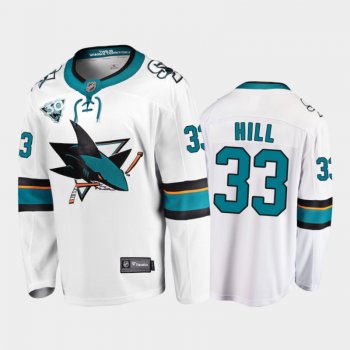 San Jose Sharks #33 Adin Hill Away White 2021 30th Anniversary Jersey