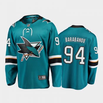 Men's San Jose Sharks Alexander Barabanov #94 Home Teal 2021 Jersey