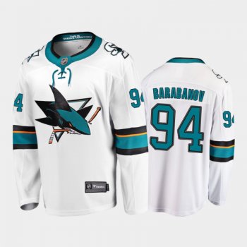 Men's San Jose Sharks Alexander Barabanov #94 Away White 2021 Jersey