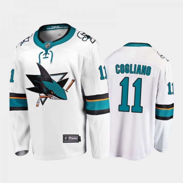 Sharks Andrew Cogliano #11 Away 2021 White Player Jersey