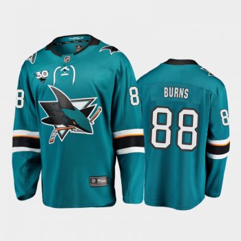 Men's San Jose Sharks Brent Burns #88 Commemorate 30th Anniversary Home Teal Jersey