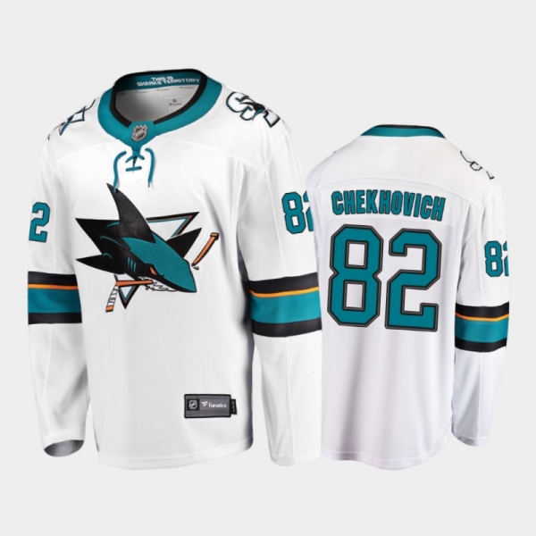 Men's San Jose Sharks Ivan Chekhovich #82 Away White 2021 Jersey