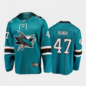 San Jose Sharks #47 James Reimer Home Teal 2021 Player Jersey