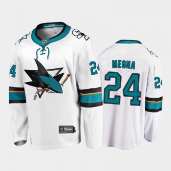 San Jose Sharks #24 Jaycob Megna Away White 2021-22 Player Jersey