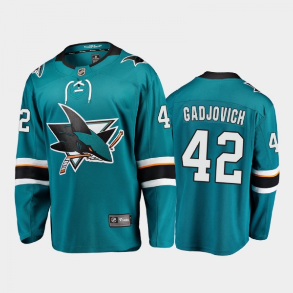 San Jose Sharks #42 Jonah Gadjovich Home Teal 2021-22 Player Jersey