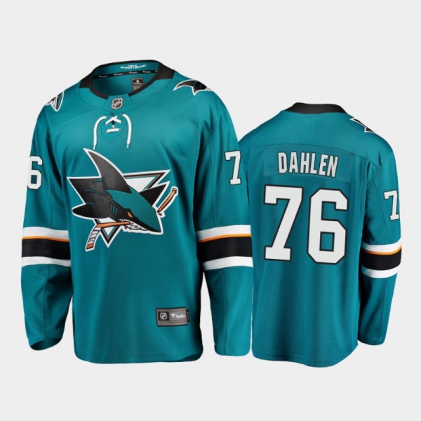 San Jose Sharks #76 Jonathan Dahlen Home Teal 2021-22 Player Jersey