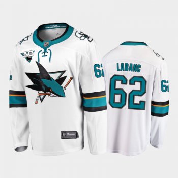 Men's San Jose Sharks Kevin Labanc #62 Commemorate 30th Anniversary Away White Jersey