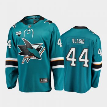 Men's San Jose Sharks Marc-Edouard Vlasic #44 Commemorate 30th Anniversary Home Teal Jersey