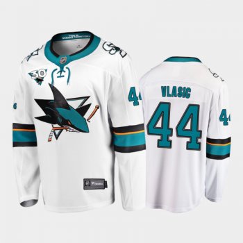 Men's San Jose Sharks Marc-Edouard Vlasic #44 Commemorate 30th Anniversary Away White Jersey