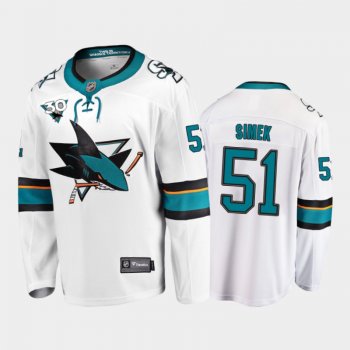 Men's San Jose Sharks Radim Simek #51 Commemorate 30th Anniversary Away White Jersey