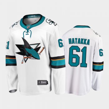 San Jose Sharks #61 Santeri Hatakka Away White 2021-22 Player Jersey