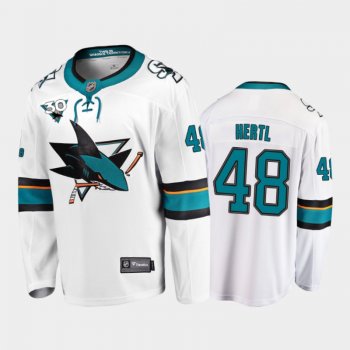 Men's San Jose Sharks Tomas Hertl #48 Commemorate 30th Anniversary Away White Jersey