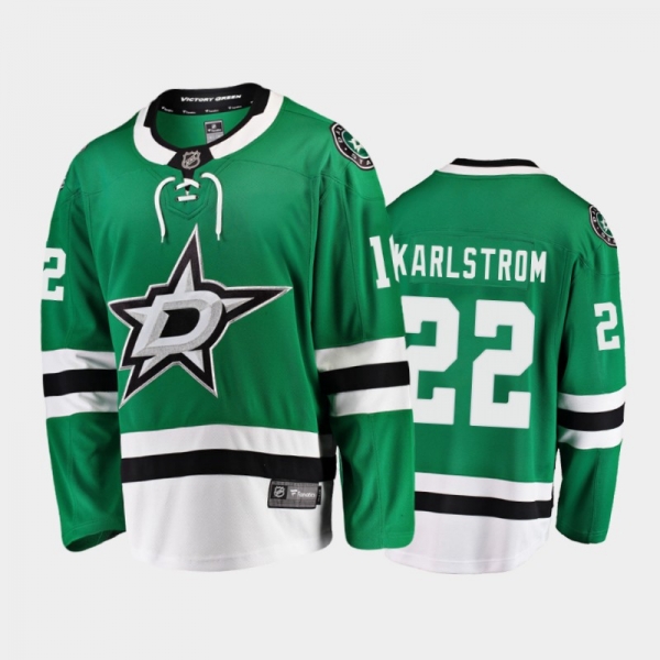 Dallas Stars Fredrik Karlstrom #22 Home Kelly Green Breakaway Player Jersey