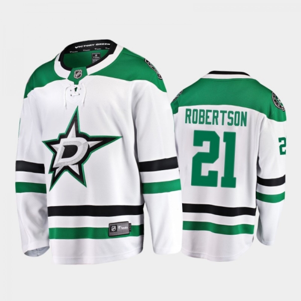 Men's Dallas Stars Jason Robertson #21 Away White 2021 Jersey