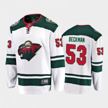 Minnesota Wild #53 Adam Beckman Away White 2021-22 Player Jersey