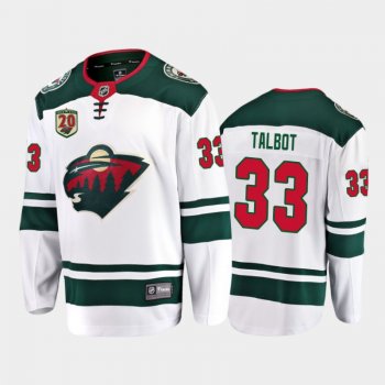 Men's Minnesota Wild Cam Talbot #33 20th Anniversary White Away Jersey