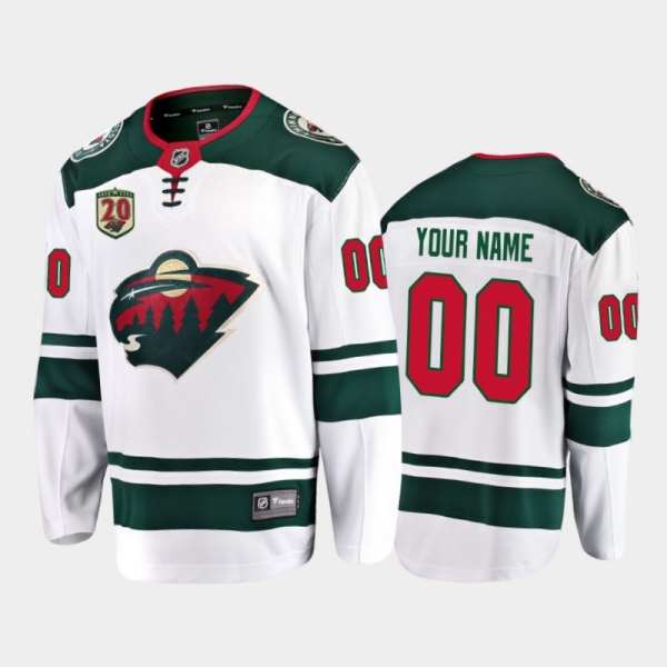 Men's Minnesota Wild Custom #00 20th Anniversary White Away Jersey