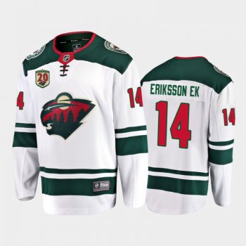 Men's Minnesota Wild Joel Eriksson Ek #14 20th Anniversary White Away Jersey