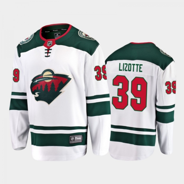 Minnesota Wild #39 Jon Lizotte Away White 2021-22 Player Jersey