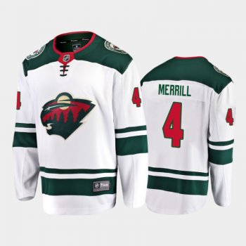 Minnesota Wild #4 Jon Merrill Away White 2021 Player Jersey