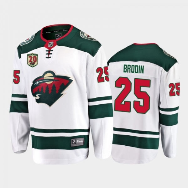 Men's Minnesota Wild Jonas Brodin #25 20th Anniversary White Away Jersey