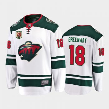 Men's Minnesota Wild Jordan Greenway #18 20th Anniversary White Away Jersey