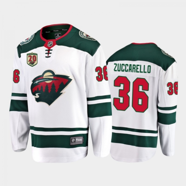 Men's Minnesota Wild Mats Zuccarello #36 20th Anniversary White Away Jersey